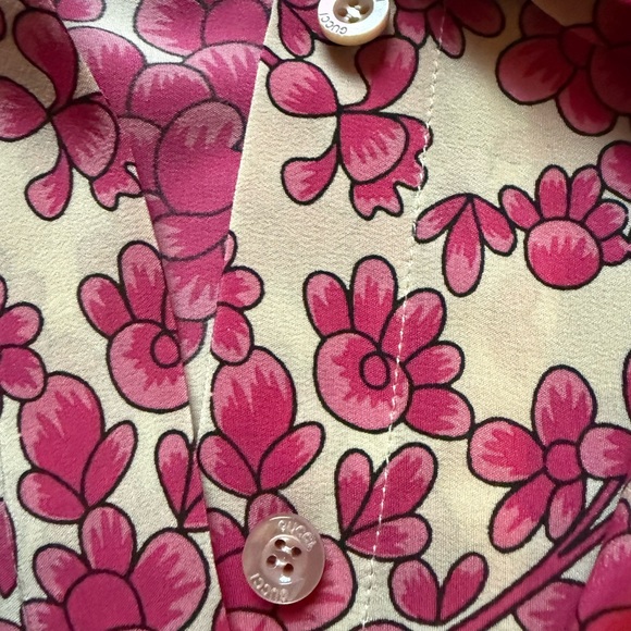 Gucci Pink and Black Floral Long Sleeve Dress - Picture 4 of 5